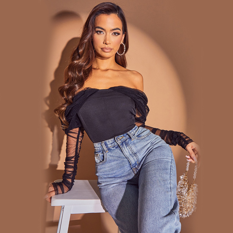 Blusa Ady - Tipo Body con manga de tul